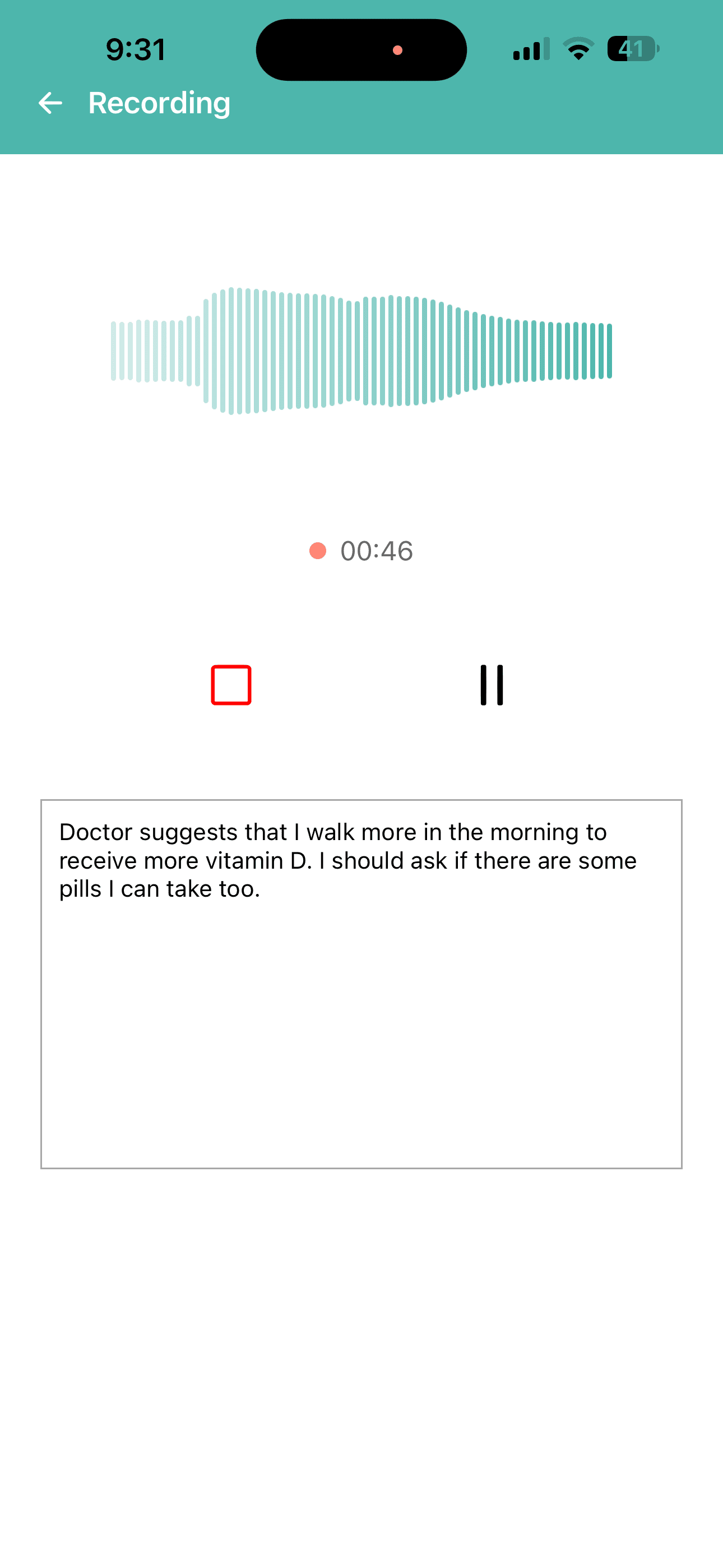 EarMe recording screen